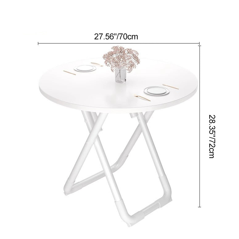 Modern Minimalist Foldable Dining Table with X-Shape Iron-Pipe Base and High-Density Top - Round or Square, Seats 2-6