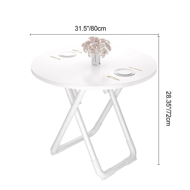 Modern Minimalist Foldable Dining Table with X-Shape Iron-Pipe Base and High-Density Top - Round or Square, Seats 2-6