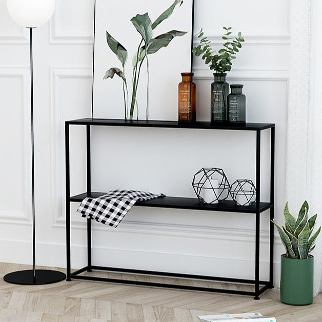 Sleek Modern Minimalist Rectangular Iron Bookshelf - 2-Tier for Living Room