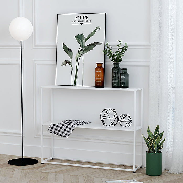Sleek Modern Minimalist Rectangular Iron Bookshelf - 2-Tier for Living Room