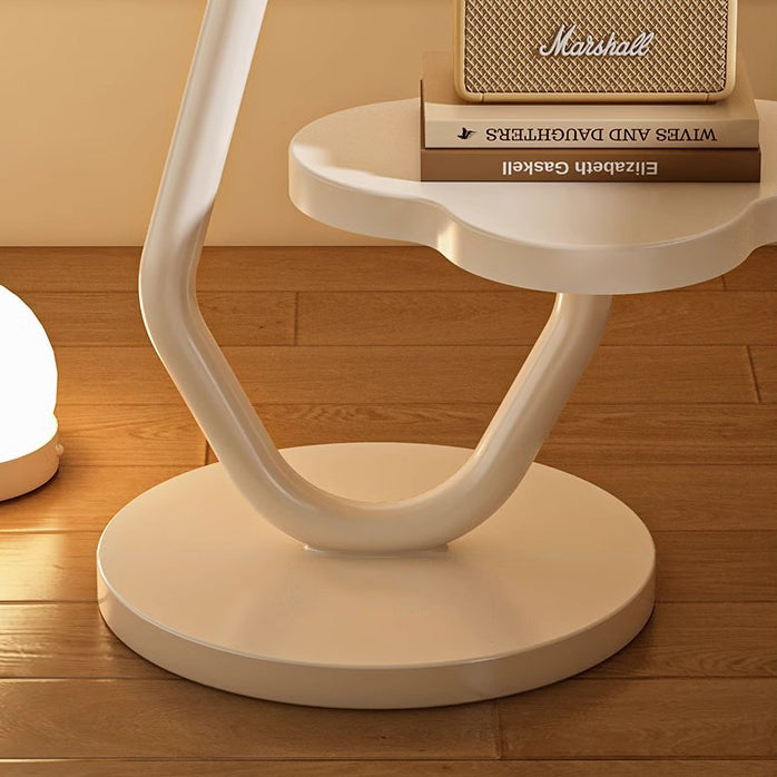 Contemporary Floral-Shaped 2-Tier Side Table in Carbon Steel & MDF for Living Room