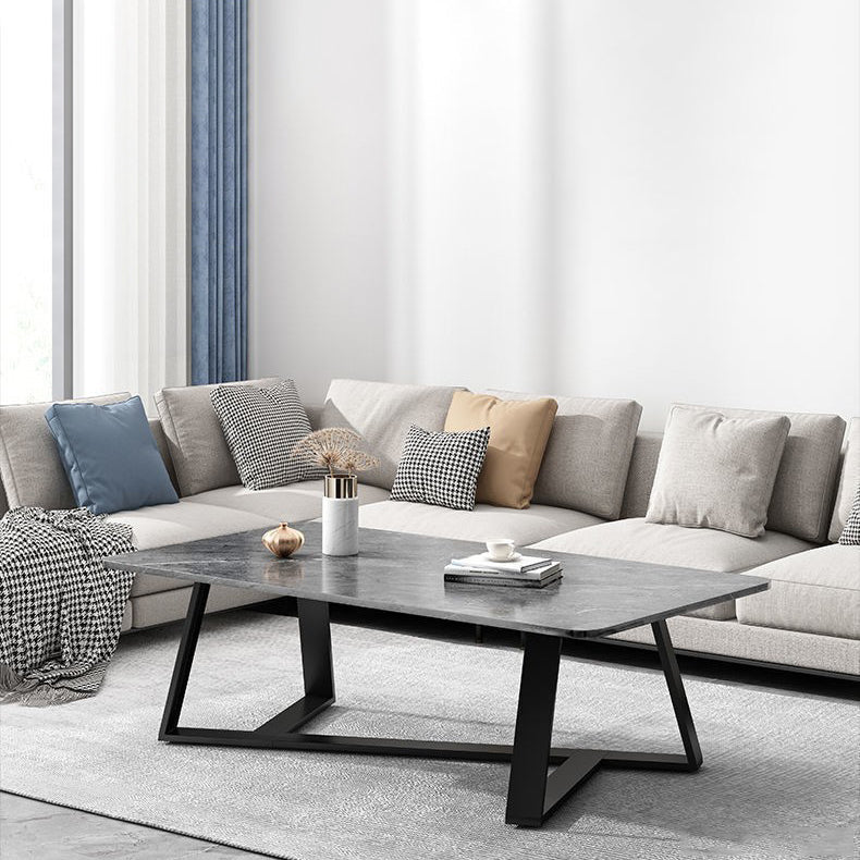Contemporary Luxury Rectangular Coffee Table in Medium-Density Fiberboard and Carbon Steel for Living Room