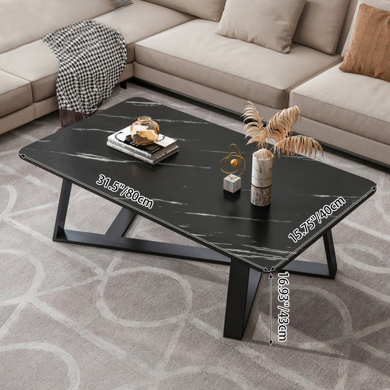 Contemporary Luxury Rectangular Coffee Table in Medium-Density Fiberboard and Carbon Steel for Living Room