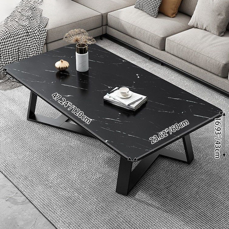 Contemporary Luxury Rectangular Coffee Table in Medium-Density Fiberboard and Carbon Steel for Living Room