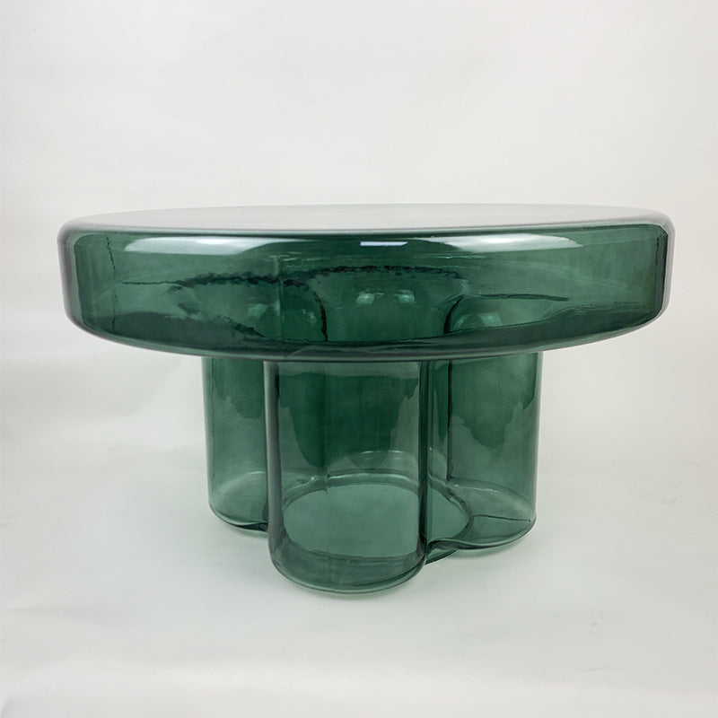 Sleek Contemporary Scandinavian Round Glass Coffee Table for Living Room