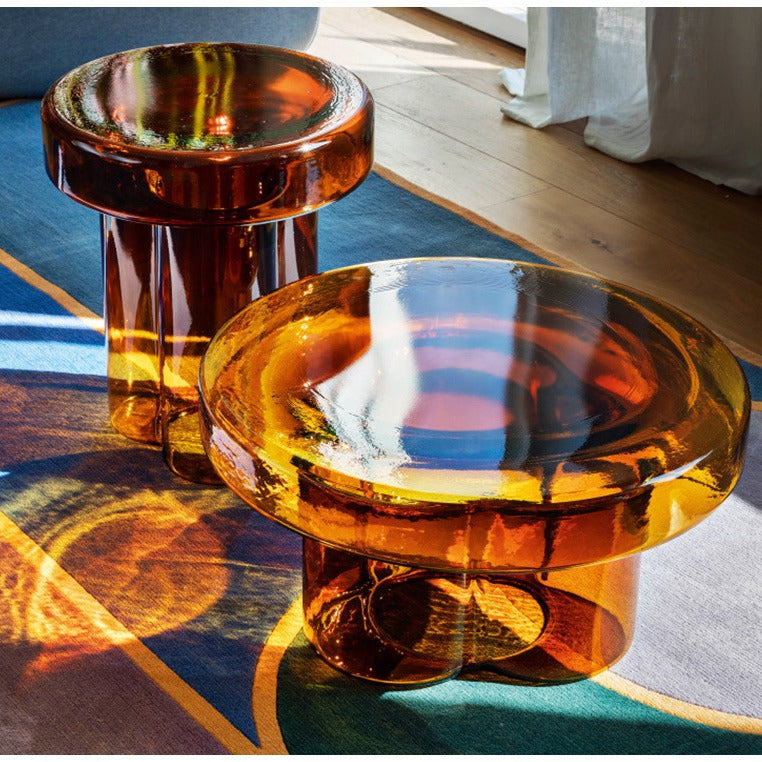 Sleek Contemporary Scandinavian Round Glass Coffee Table for Living Room