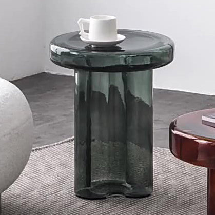 Sleek Contemporary Scandinavian Round Glass Coffee Table for Living Room