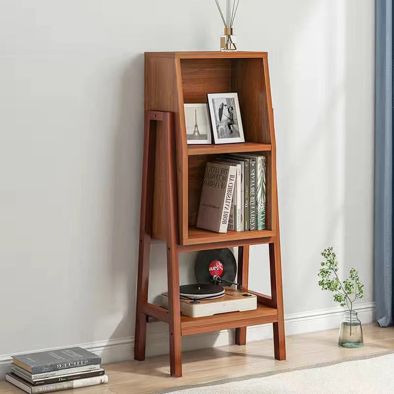 Modern Minimalist Square Pine Solid Wood & MDF Bookshelf with Half-Cabinet – Stylish Living Room Storage