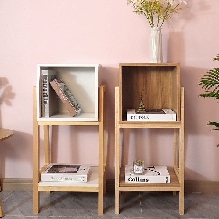 Modern Minimalist Square Pine Solid Wood & MDF Bookshelf with Half-Cabinet – Stylish Living Room Storage