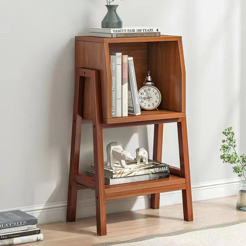 Modern Minimalist Square Pine Solid Wood & MDF Bookshelf with Half-Cabinet – Stylish Living Room Storage
