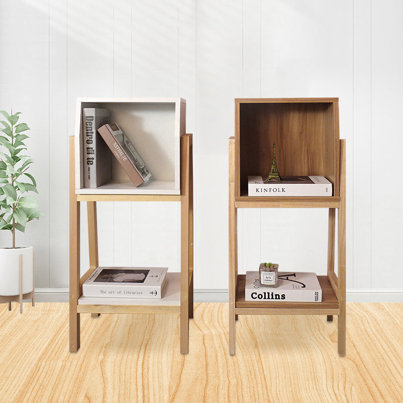 Modern Minimalist Square Pine Solid Wood & MDF Bookshelf with Half-Cabinet – Stylish Living Room Storage