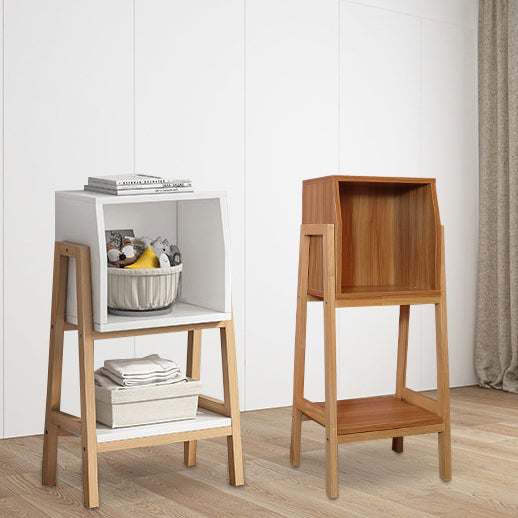Modern Minimalist Square Pine Solid Wood & MDF Bookshelf with Half-Cabinet – Stylish Living Room Storage