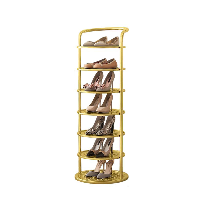 Modern Minimalist Round Iron Carbon Steel Shoe Storage Rack | 5/6/7/8-Tier for Entryways