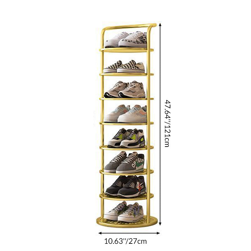 Modern Minimalist Round Iron Carbon Steel Shoe Storage Rack | 5/6/7/8-Tier for Entryways