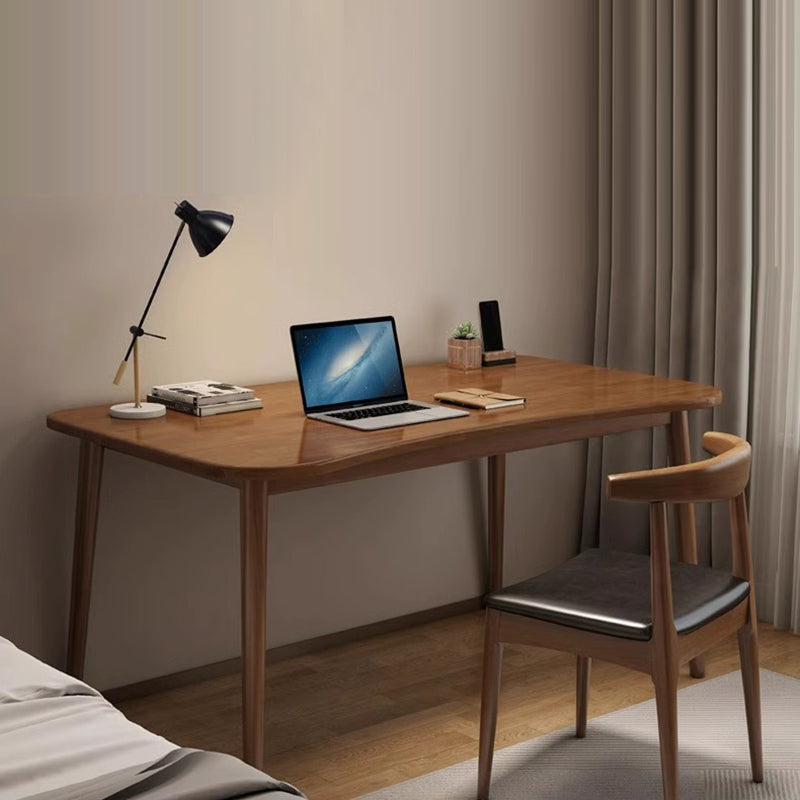 Modern Minimalist Rectangular Solid Wood Desks with Four Legs for Home Office
