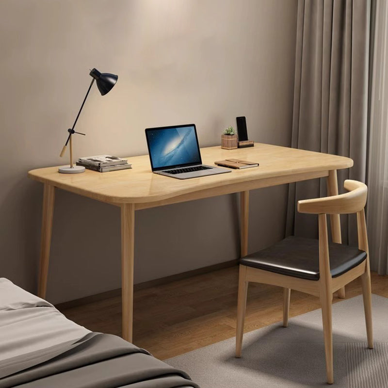 Modern Minimalist Rectangular Solid Wood Desks with Four Legs for Home Office