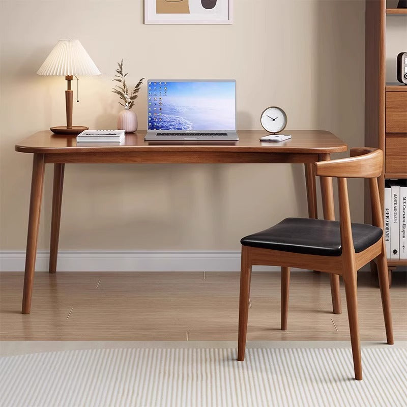Modern Minimalist Rectangular Solid Wood Desks with Four Legs for Home Office