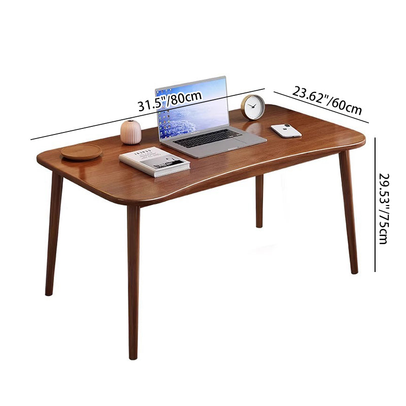 Modern Minimalist Rectangular Solid Wood Desks with Four Legs for Home Office