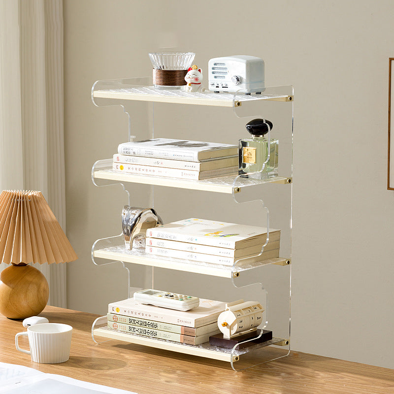 Modern Minimalist Rectangular Bookshelves β Bamboo, Acrylic & ABS β 2, 3, or 4-Tier for Home Office