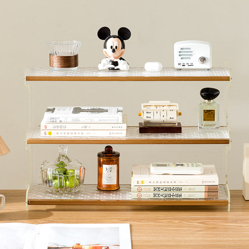 Modern Minimalist Rectangular Bookshelves β Bamboo, Acrylic & ABS β 2, 3, or 4-Tier for Home Office