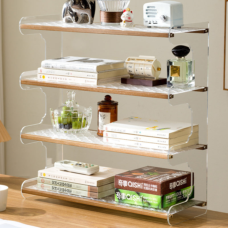 Modern Minimalist Rectangular Bookshelves β Bamboo, Acrylic & ABS β 2, 3, or 4-Tier for Home Office