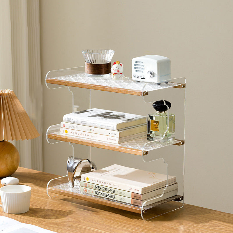 Modern Minimalist Rectangular Bookshelves β Bamboo, Acrylic & ABS β 2, 3, or 4-Tier for Home Office