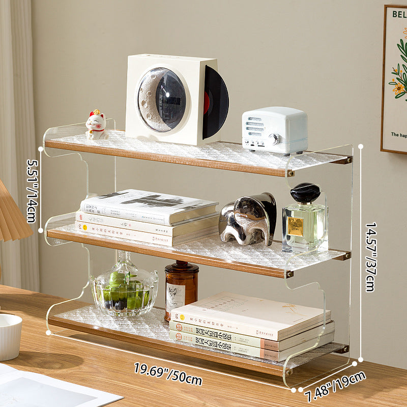 Modern Minimalist Rectangular Bookshelves β Bamboo, Acrylic & ABS β 2, 3, or 4-Tier for Home Office