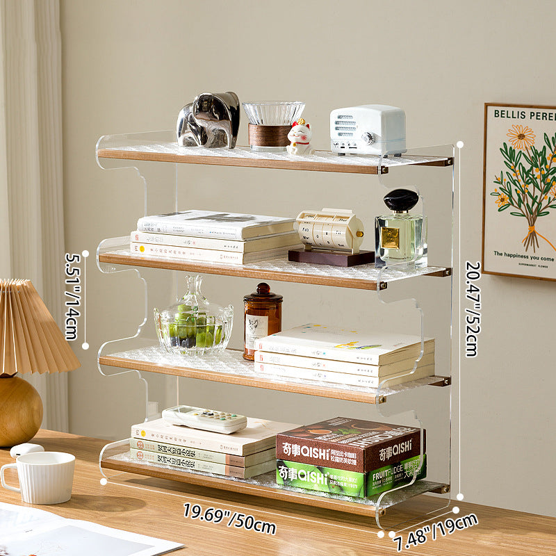 Modern Minimalist Rectangular Bookshelves β Bamboo, Acrylic & ABS β 2, 3, or 4-Tier for Home Office