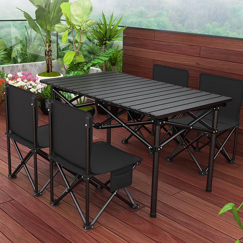 Sleek Modern Minimalist Rectangular Carbon Steel Folding Outdoor Dining Table – 1-Tier for Patio