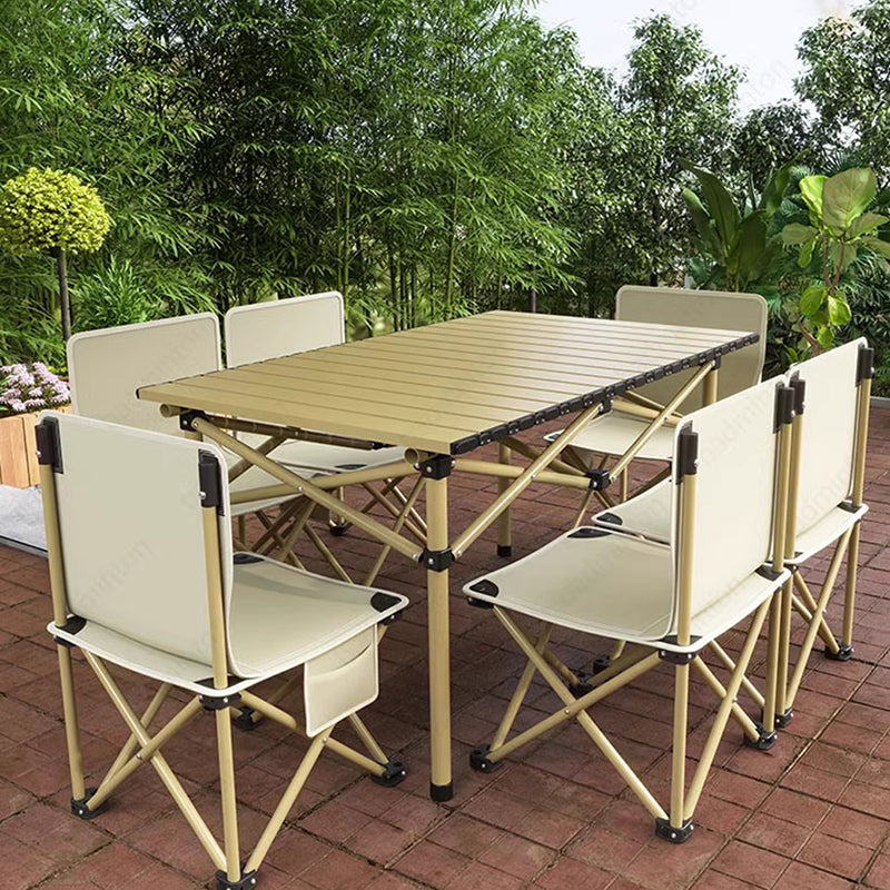 Sleek Modern Minimalist Rectangular Carbon Steel Folding Outdoor Dining Table – 1-Tier for Patio