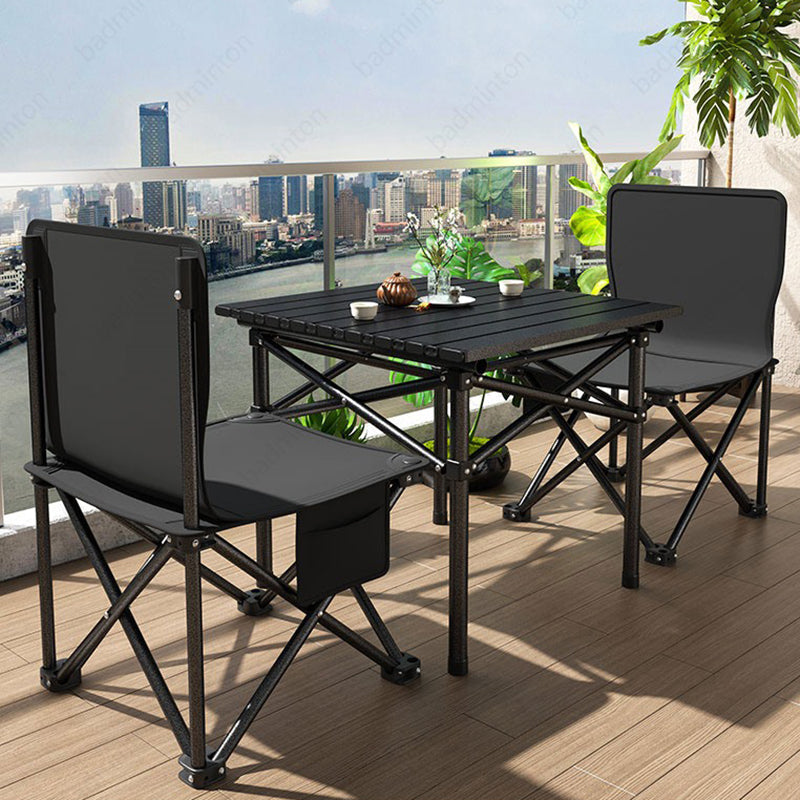 Sleek Modern Minimalist Rectangular Carbon Steel Folding Outdoor Dining Table – 1-Tier for Patio