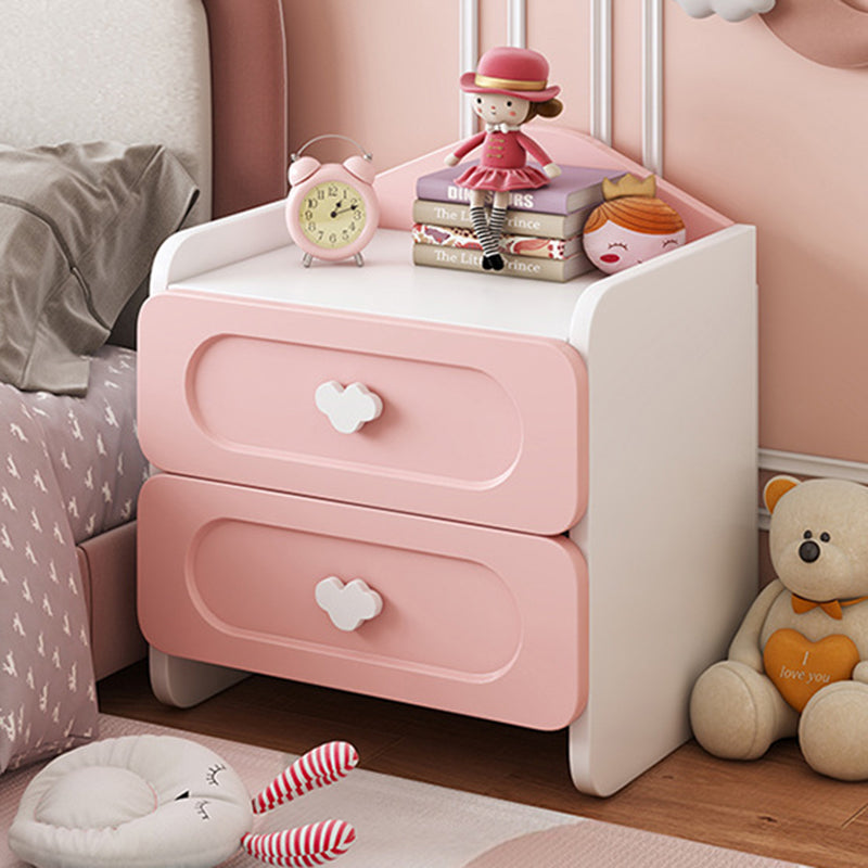 Modern Kids Nightstand with 2 Drawers — Square MDF Nightstand for Bedroom