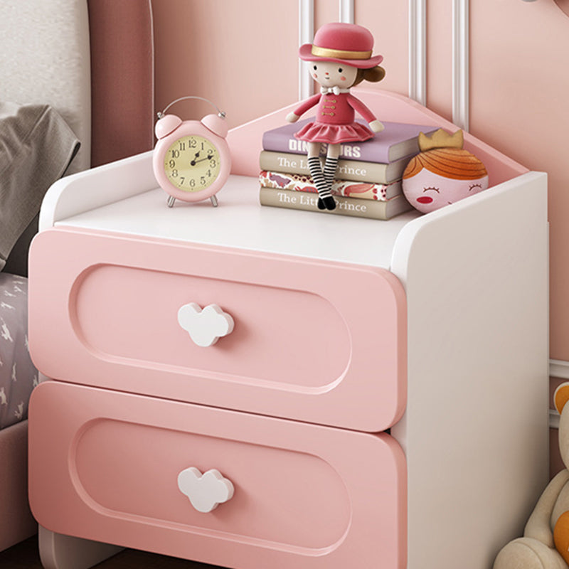 Modern Kids Nightstand with 2 Drawers — Square MDF Nightstand for Bedroom