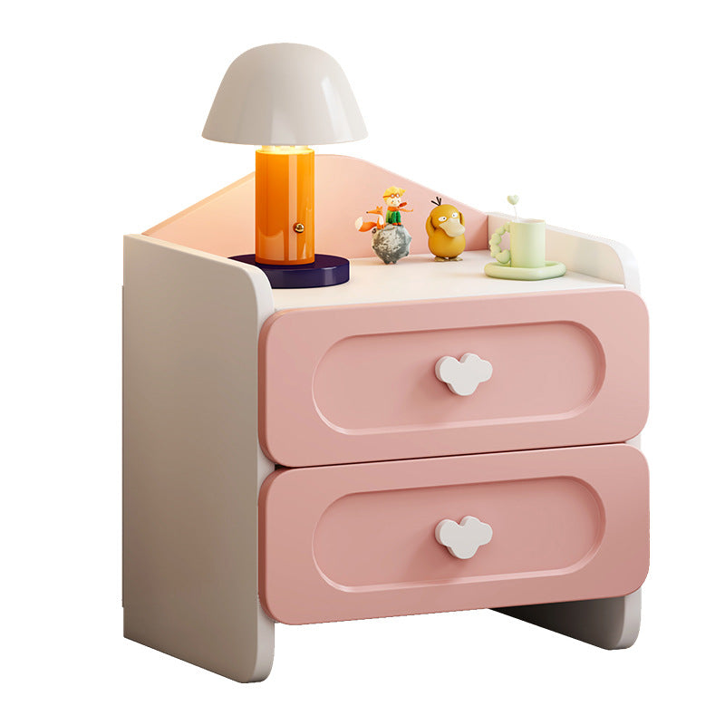 Modern Kids Nightstand with 2 Drawers — Square MDF Nightstand for Bedroom