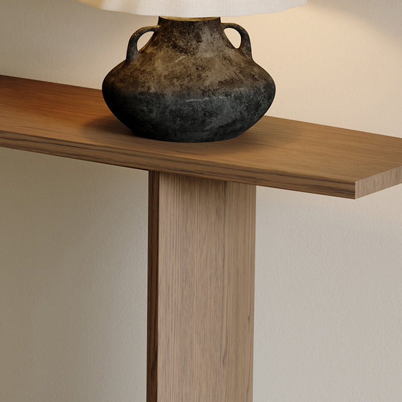 Modern Minimalist Rectangular Console Table — Pine & Ash Wood, 1-Tier, Perfect for Entryway
