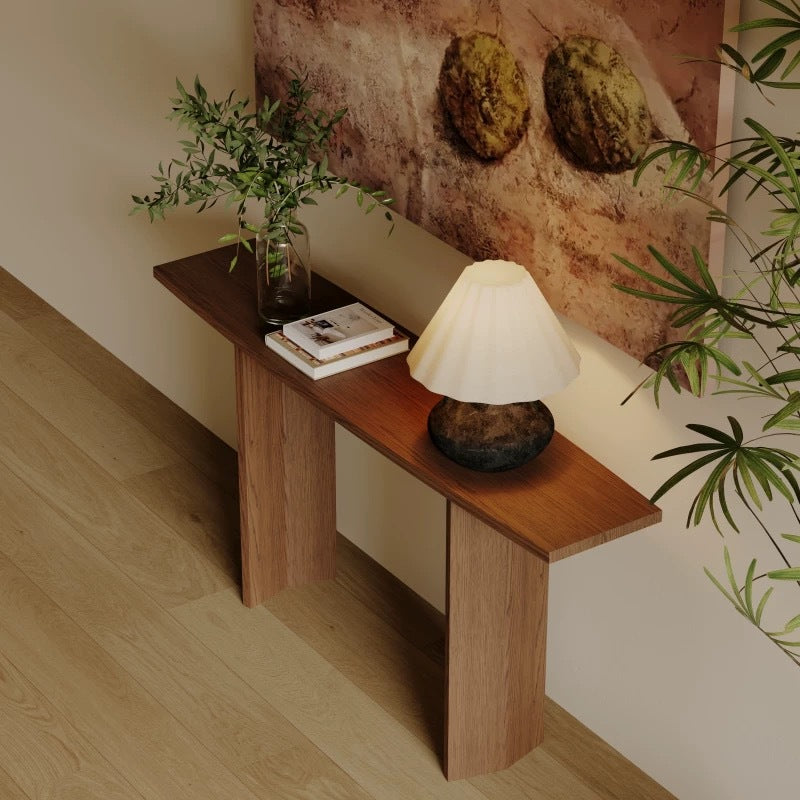 Modern Minimalist Rectangular Console Table — Pine & Ash Wood, 1-Tier, Perfect for Entryway