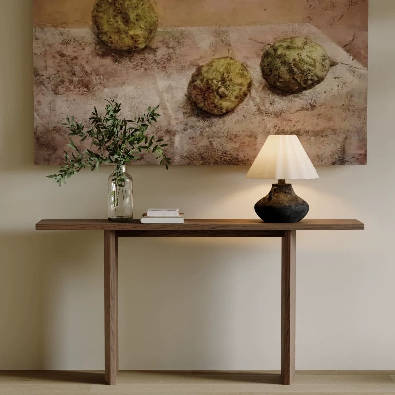 Modern Minimalist Rectangular Console Table — Pine & Ash Wood, 1-Tier, Perfect for Entryway