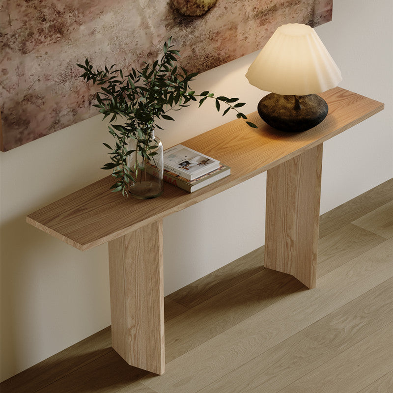 Modern Minimalist Rectangular Console Table — Pine & Ash Wood, 1-Tier, Perfect for Entryway