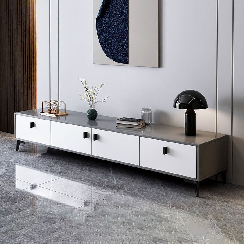Modern Minimalist Rectangular TV Stand with 4 Drawers - Engineered Wood for Living Room