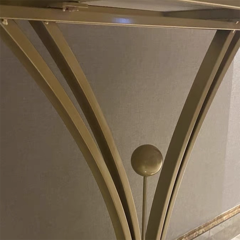 Modern Minimalist Rectangular Console Table in Sintered Stone with Stainless Steel Frame — 1-Tier for Entryway