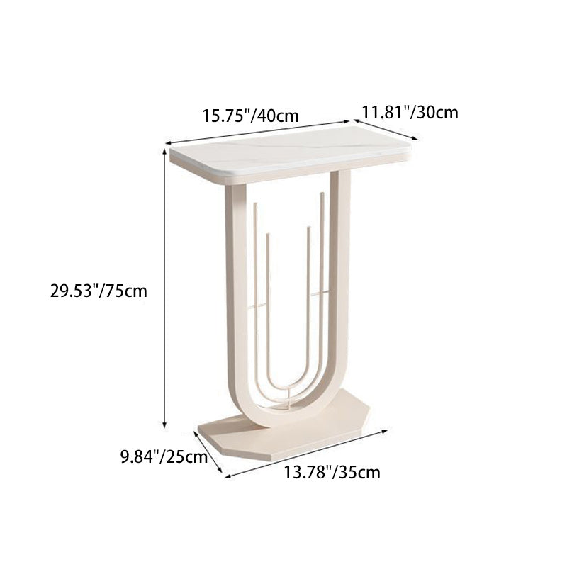 Sleek Modern Minimalist Rectangular Console Table with Sintered Stone Top and Carbon Steel Frame - 1-Tier Entryway Table