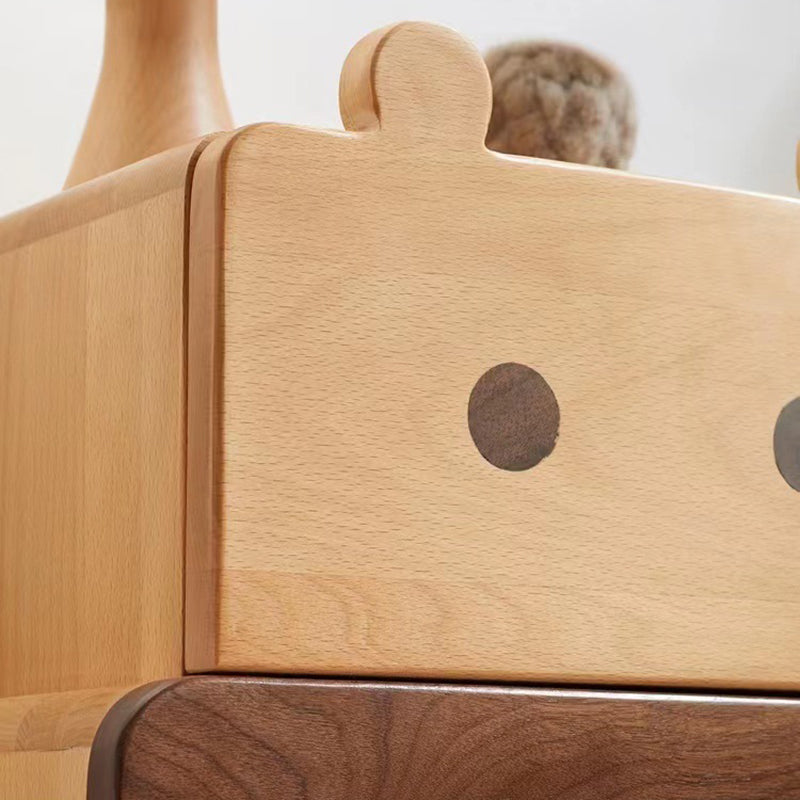 Contemporary Bear-Shaped Nightstand in Solid Walnut – 2-Drawer Kids Bedroom Furniture