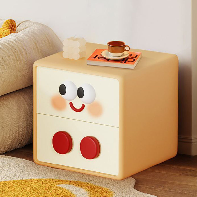 Contemporary Kids Nightstand – Toast-Shape Resin & MDF, 2-Drawer Bedroom Table