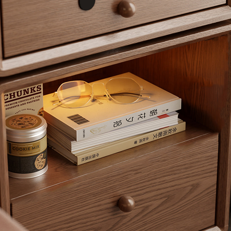 Kids Mouse-Shaped Nightstand - Contemporary Rubberwood & Pine Wood, Swivel Base, 2-Drawer Bedroom Nightstand