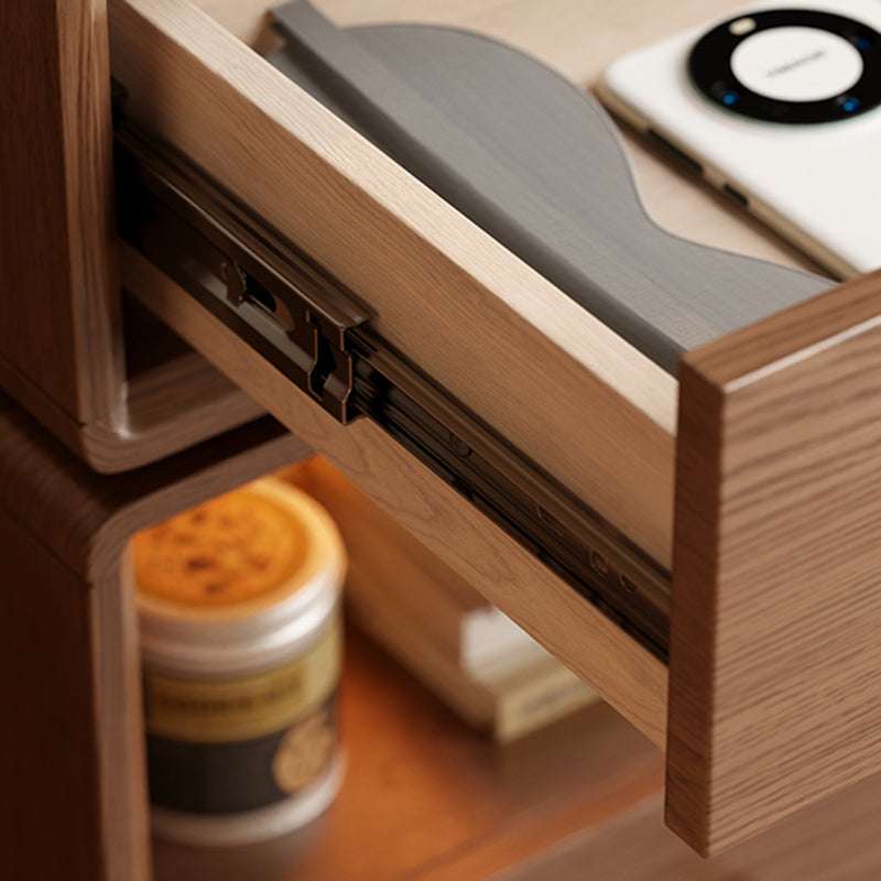 Kids Mouse-Shaped Nightstand - Contemporary Rubberwood & Pine Wood, Swivel Base, 2-Drawer Bedroom Nightstand