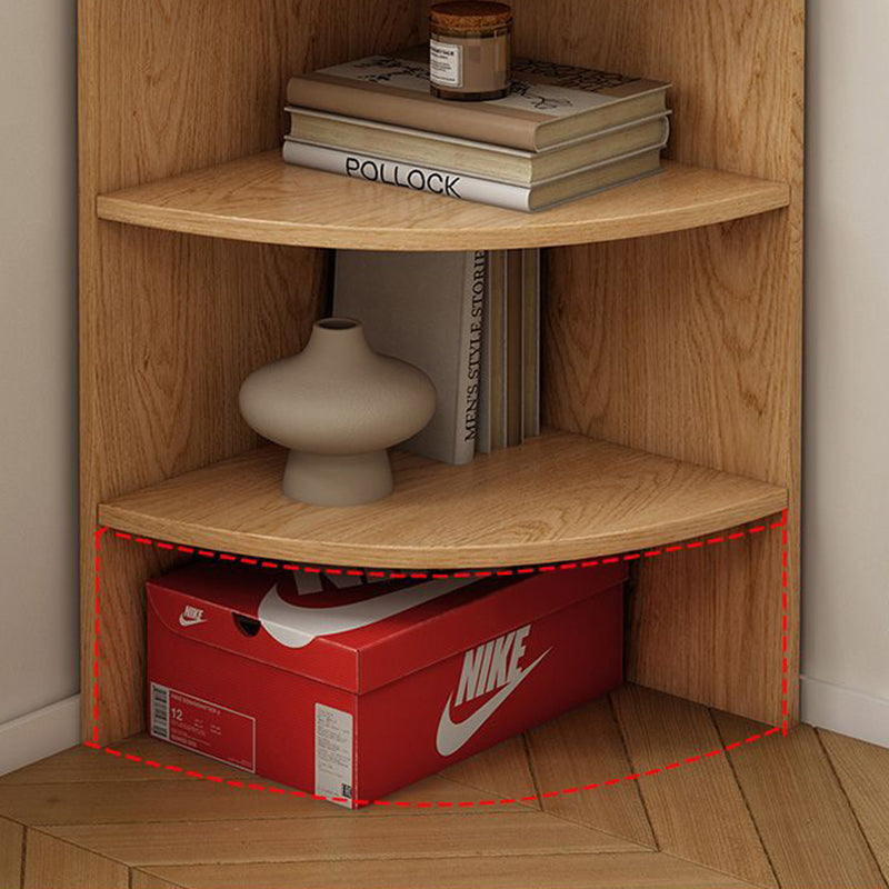 Modern Minimalist Solid Wood Corner Shelf Unit, 5-Tier, Eco-Friendly, Double-Arched Design for Living Room