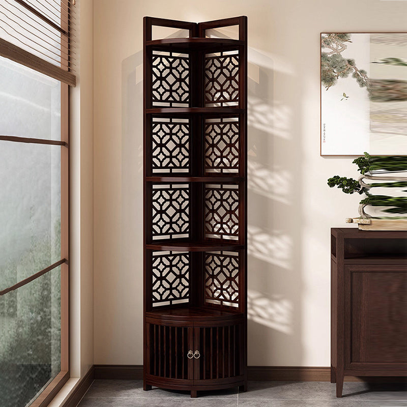 Traditional Chinese-Style Rectangular Bamboo Corner Shelf Unit - 5/6-Tier Storage for Living Room