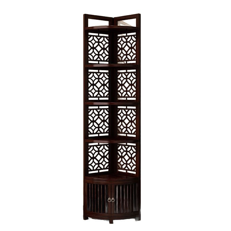Traditional Chinese-Style Rectangular Bamboo Corner Shelf Unit - 5/6-Tier Storage for Living Room
