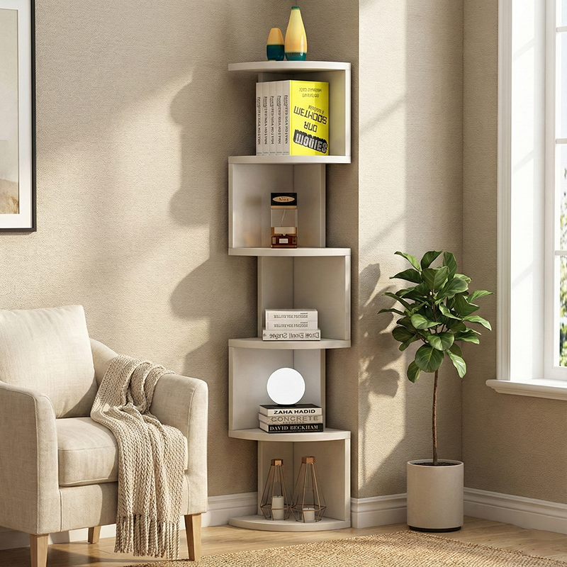 Modern Minimalist Rectangular Particle Board Bookshelves – 4- or 5-Tier Storage for Living Room