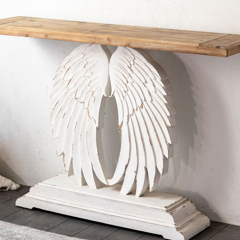 Modern Shabby Chic Rectangular Console Table—Wood & Magnesium Oxide, 1-Tier Storage for Hallway & Living Room